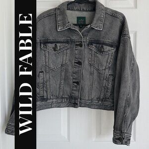Wild Fable Womens Gray Denim Jacket With Button Closures & Pockets Size L SALE
